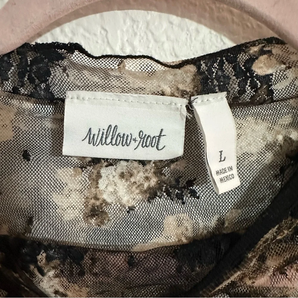 Willow & Root Floral Lace Top Size L Black Whimsical Grunge - Picture 4 of 5